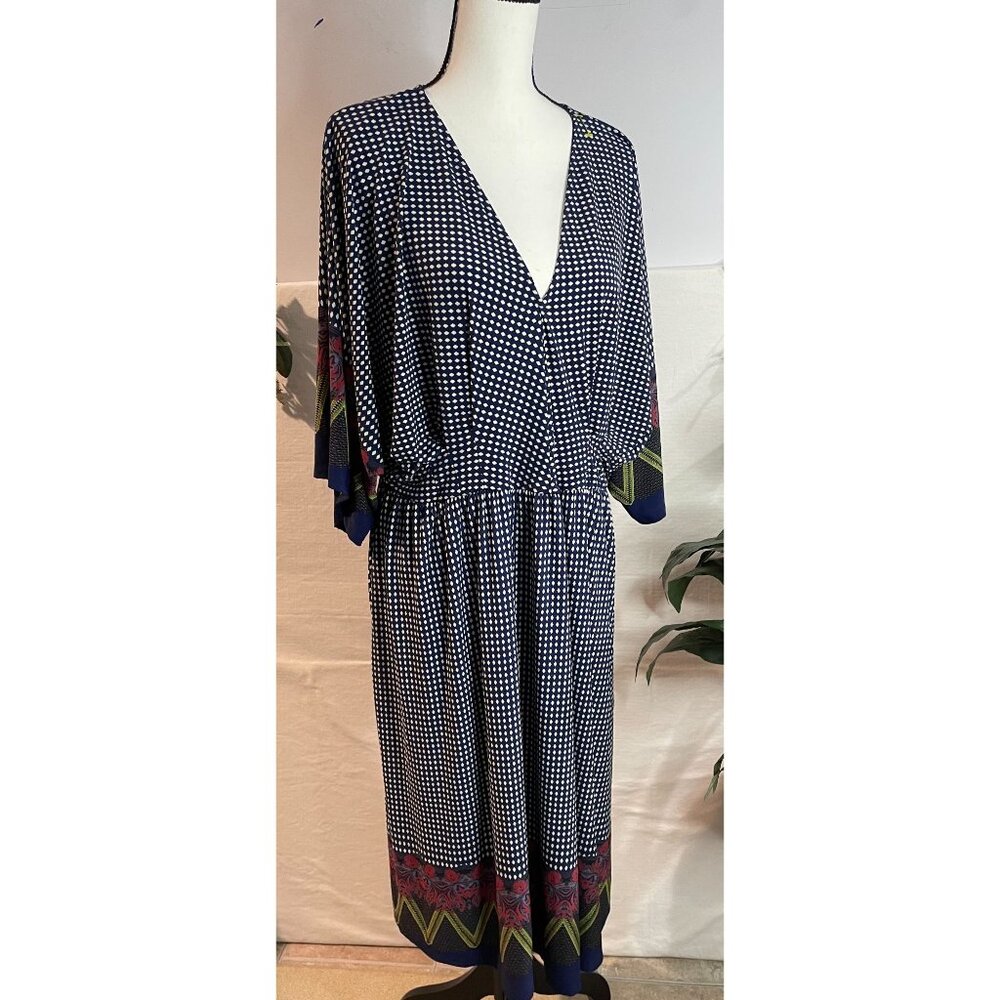 East Adeline Size 3X Boho Kimono Momen's Sleeve Midi Dress V-Neck